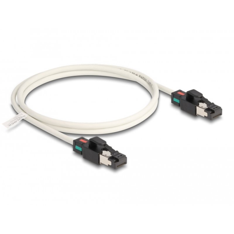 Delock Netzwerkkabel RJ45 Stecker zu Stecker Cat.6A S/FTP mit drehbarer Farbmarkierung 1 m weiß