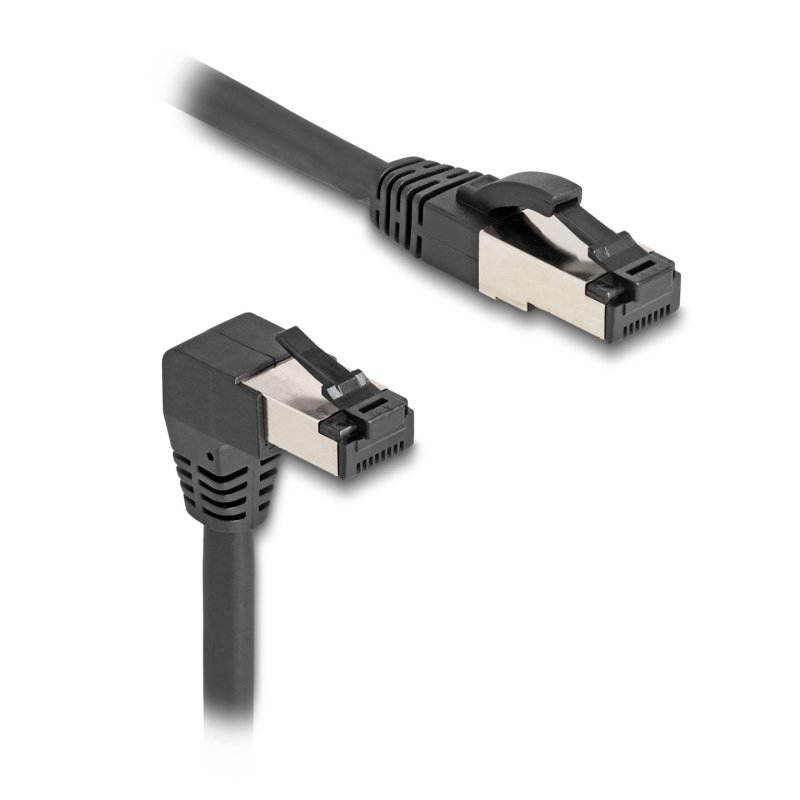 Delock RJ45 Netzwerkkabel Cat.8.1 S/FTP 90° unten gewinkelt / gerade 5 m schwarz