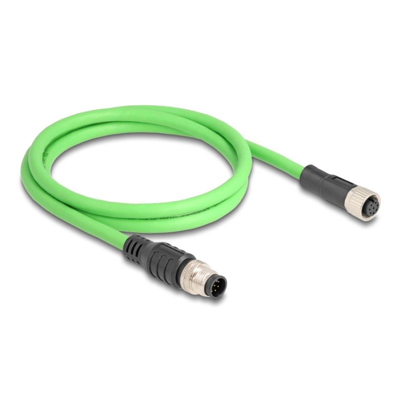 DeLOCK M12 Cable A-coded 8 pin male to female PUR (TPU) 1 m