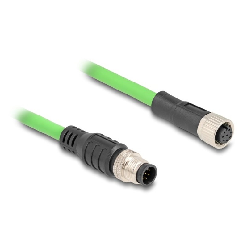 Delock M12 Kabel A-kodiert 8 Pin Stecker zu Buchse PUR (TPU) 1 m