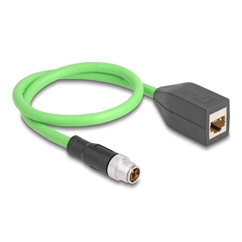 DeLOCK M12 Cable X-coded 8 pin male to RJ45 female PUR (TPU) 0.5 m