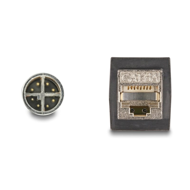 DeLOCK Câble M12 codée X à 8 broches mâle à RJ45 femelle, PUR (TPU), 0,5 m