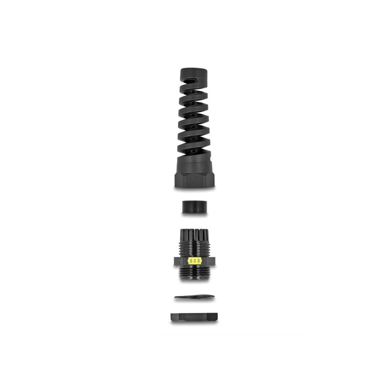 DeLOCK Presse-étoupe M20 avec ventilation et serre-câble, IP68 étanche à l’eau et à la poussière, noir, 2
