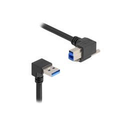 DeLOCK USB 5 Gbps Cable USB Type-A male 90° downwards angled to USB Type-B male with screw 90° right angled 1 m black