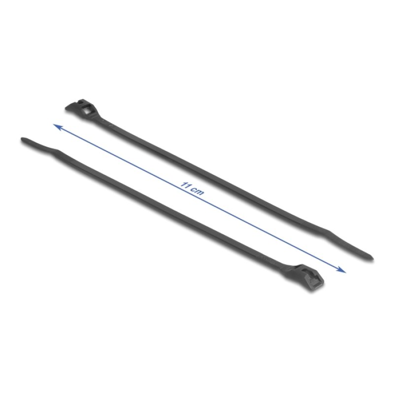 DeLOCK Serre-câble avec tête plate L 110 x l 2,5 mm, 100 unités noir