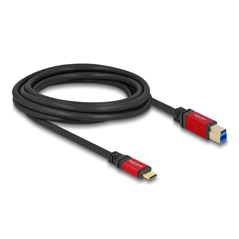 Delock USB 5 Gbps Kabel USB Type-C™ Stecker zu USB Typ-B Stecker 3 m rot Metall