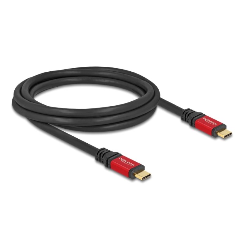 DeLOCK USB 5 Gbps Cable USB Type-C male to male PD 3.0 100 W E-Marker 2 m red metal