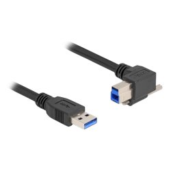 DeLOCK USB 5 Gbps Cable USB Type-A male straight to USB Type-B male with screw 90° right angled 1 m black