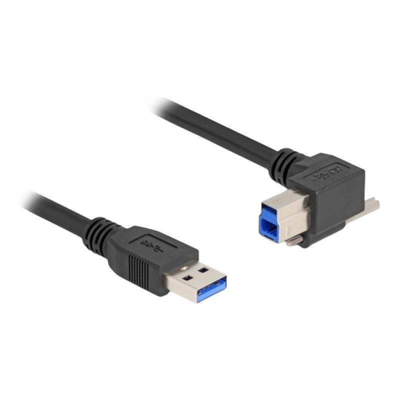 DeLOCK USB 5 Gbps Cable USB Type-A male straight to USB Type-B male with screw 90° right angled 1 m black
