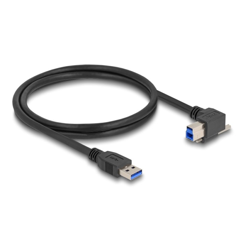 DeLOCK USB 5 Gbps Cable USB Type-A male straight to USB Type-B male with screw 90° right angled 1 m black
