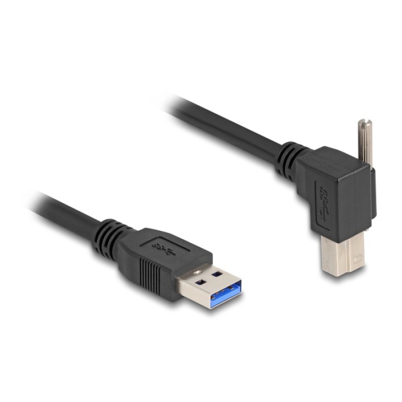 DeLOCK USB 5 Gbps Cable USB Type-A male straight to USB Type-B male with screw 90° right angled 1 m black