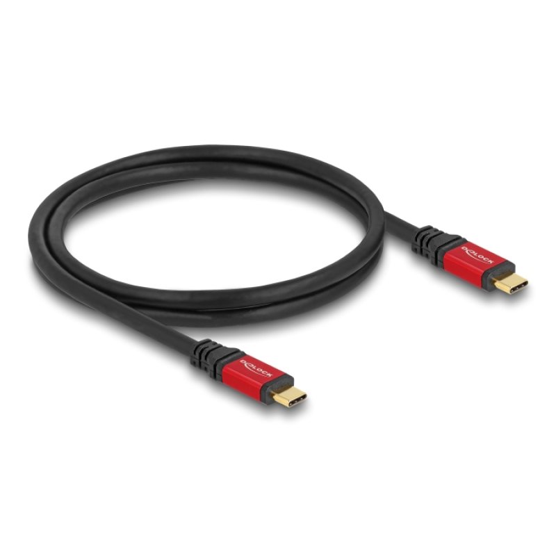 DeLOCK USB 20 Gbps Cable USB Type-C male to male PD 3.0 100 W E-Marker 0.8 m red metal