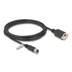 DeLOCK M12 Cable D-coded 4 pin female to RJ45 jack for installation Cat.5e FTP 3 m black