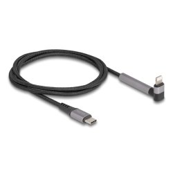 DeLOCK Data and Charging Cable USB Type-C to Lightning for iPhone, iPad, iPod angled with stand function black 1.5 m MFi