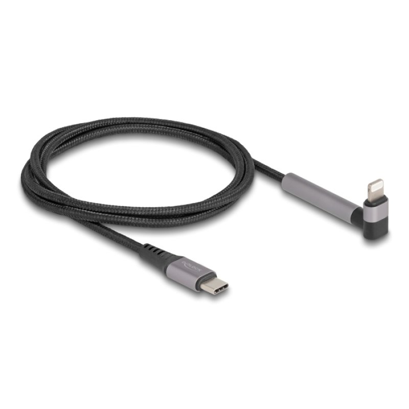 DeLOCK Câble de données et de chargement USB Type-C à Lightning pour iPhone, iPad, iPod, angulé avec fonction