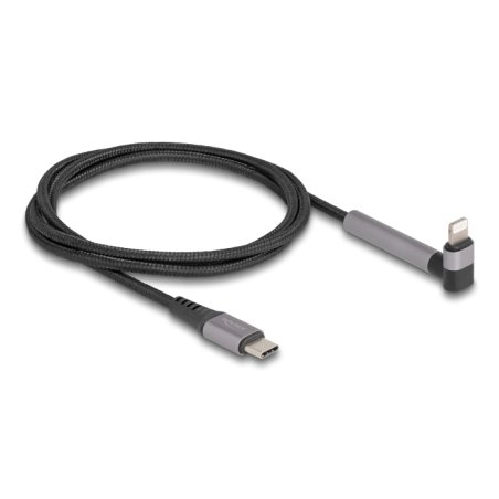 DeLOCK Data and Charging Cable USB Type-C to Lightning for iPhone, iPad, iPod angled with stand function black 1.5 m MFi