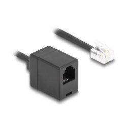 Delock Telefonkabel / Spiralkabel RJ11 Stecker zu RJ11 Buchse schwarz 1 m