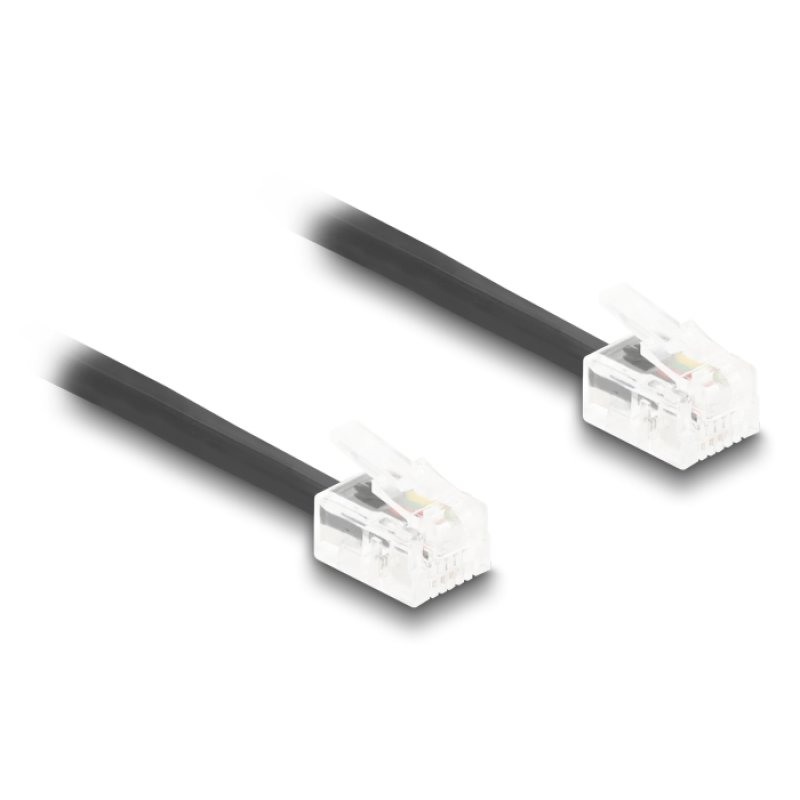 Delock Telefonkabel / Spiralkabel RJ11 Stecker zu RJ11 Stecker schwarz 2 m