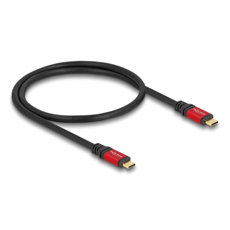 DeLOCK USB 20 Gbps Câble USB Type-C mâle vers mâle PD 3.0 100 W E-Marker 0,5 m métal rouge