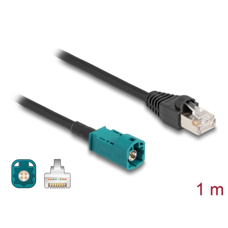 DeLOCK 90698 coaxial cable 1 m HSD Z RJ-45 Black, Blue
