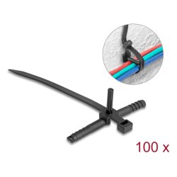 Delock Kabelbinder mit Dübel L 150 x B 7,0 mm schwarz 100 Stück
