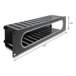 Delock 19? 2 HE Kabelmanagement Rangierpanel mit Öffnung und Kantenschutz schwarz