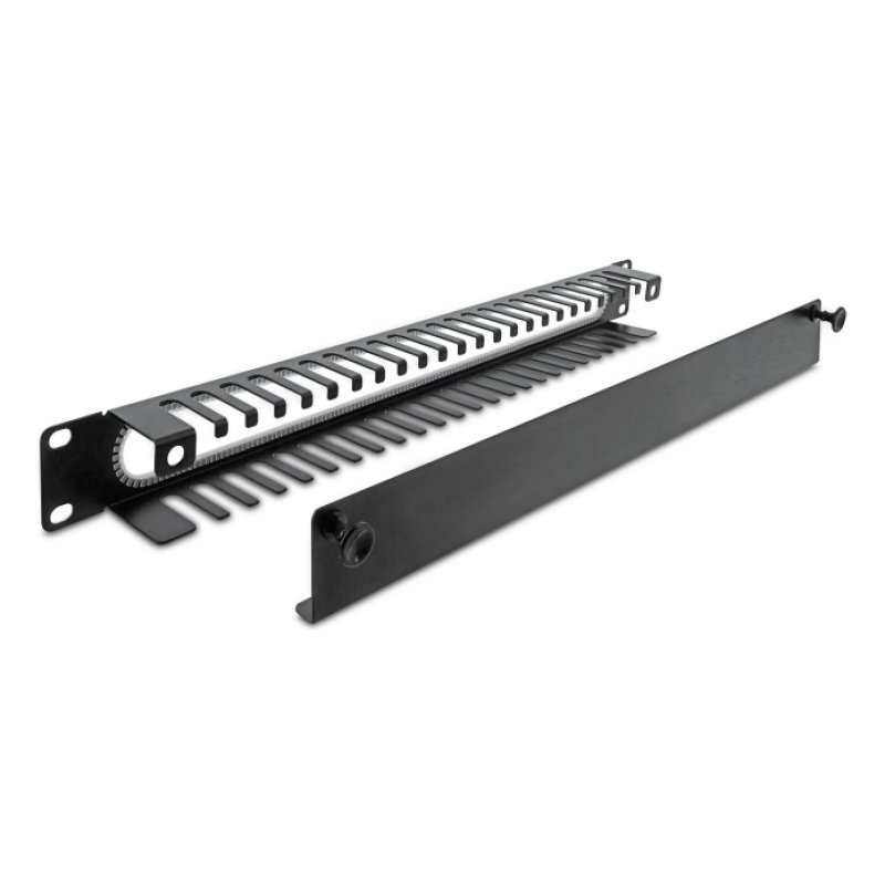 Delock 19? 1 HE Kabelmanagement Rangierpanel mit Öffnung und Kantenschutz schwarz