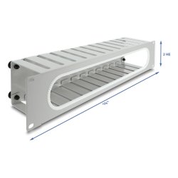 Delock 19? 2 HE Kabelmanagement Rangierpanel mit Öffnung und Kantenschutz grau