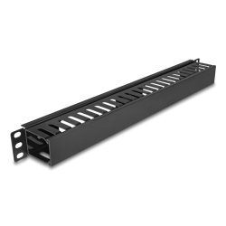 DeLOCK 19″ 1U Cable Management Routing Panel with 2 openings metal / plastic black