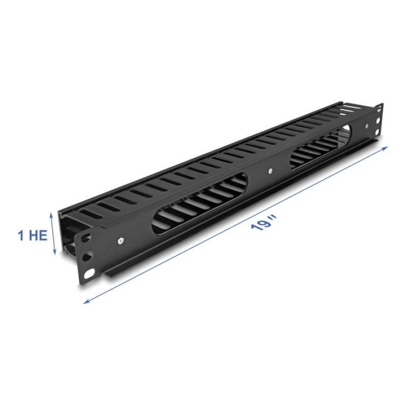DeLOCK 19″ 1U Cable Management Routing Panel with 2 openings metal / plastic black
