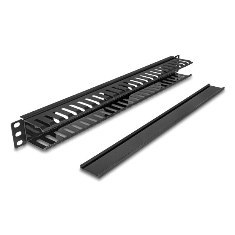 Delock 19? 1 HE Kabelmanagement Rangierpanel mit 2 Öffnungen Metall / Kunststoff schwarz