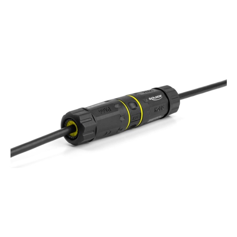 Delock Kabelverbinder RJ45 Buchse zu RJ45 Buchse mit M23 Gewinde geeignet für Cat.6a / Cat.7 Netzwerkkabel IP68 staub-