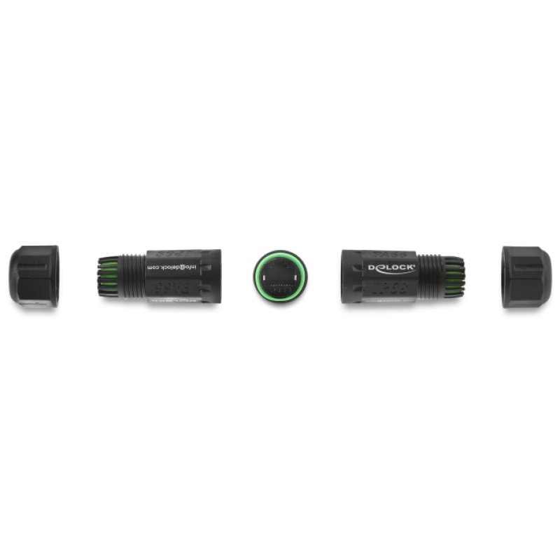 DeLOCK Cable Connector RJ45 jack to RJ45 jack Cat.6 with M16 thread IP68 dust and waterproof