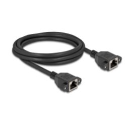 Delock Netzwerk Verlängerungskabel S/FTP RJ45 Buchse zu RJ45 Buchse Cat.6A flache Ausführung 2 m schwarz