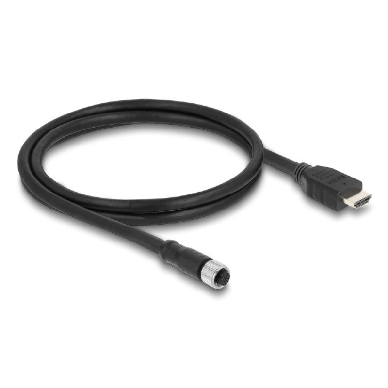 DeLOCK M12 Cable A-coded 17 pin female to HDMI male 1 m black