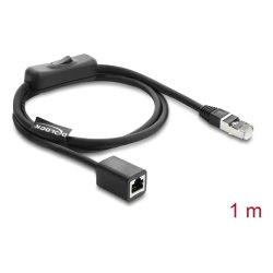 Delock RJ45 Kabel Stecker zu Buchse mit Schalter Cat.6 F/UTP 1 m - Netzwerkschaltung schwarz