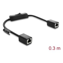 Delock RJ45 Kabel Buchse zu Buchse mit Schalter Cat.6 F/UTP 0,3 m - Netzwerkschaltung schwarz