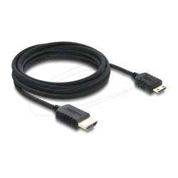 Delock Koaxiales High Speed HDMI Kabel HDMI Stecker zu Mini HDMI Stecker 8K 60 Hz mit Geflechtmantel 3 m