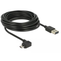 DeLOCK Câble EASY-USB 2.0 Type-A mâle EASY-USB 2.0 Type Micro-B mâle coudé vers la gauche / droite 5 m noir