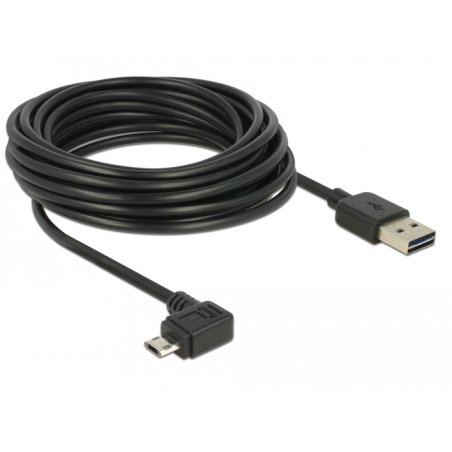 DeLOCK Cable EASY-USB 2.0 Type-A male EASY-USB 2.0 Type Micro-B male angled left / right 5 m black