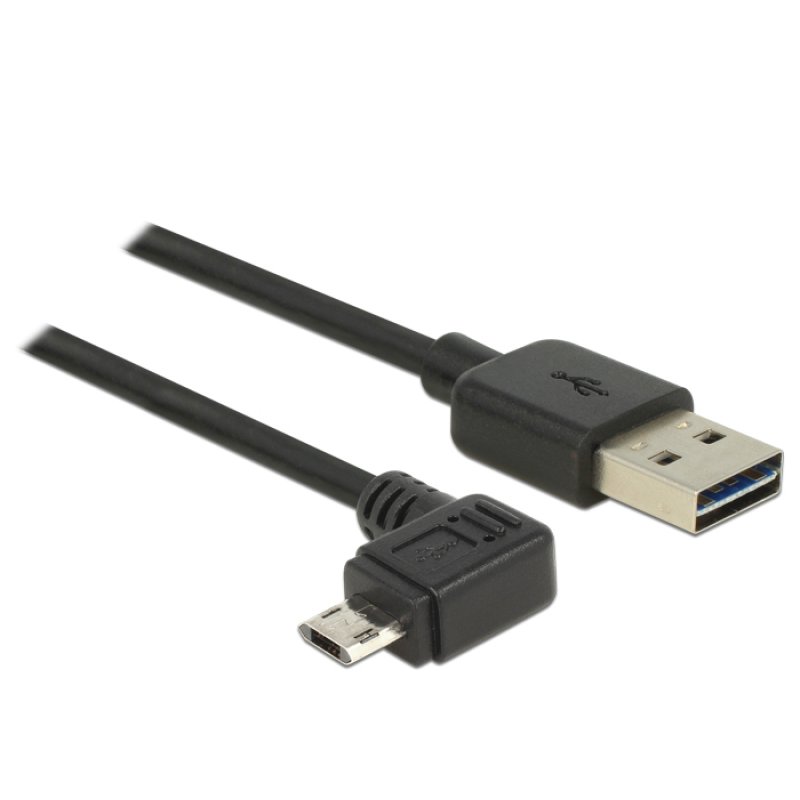 DeLOCK Câble EASY-USB 2.0 Type-A mâle EASY-USB 2.0 Type Micro-B mâle coudé vers la gauche / droite 5 m noir