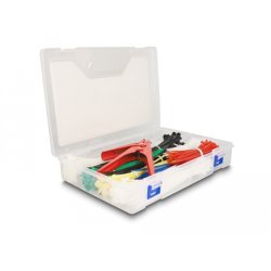 DeLOCK Cable tie assortment box with cable tie installation tool 600 pieces assorted colours