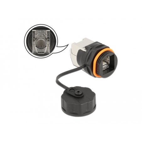 Delock Kabelverbinder RJ45 Buchse zu Cat.6A LSA mit Verschlusskappe wasserfest