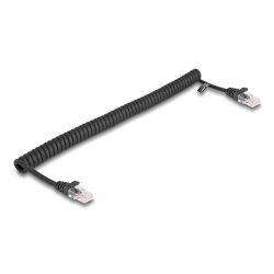 DeLOCK Câble spiralé RJ45 mâle à male, Cat.5e, 1 m, noir