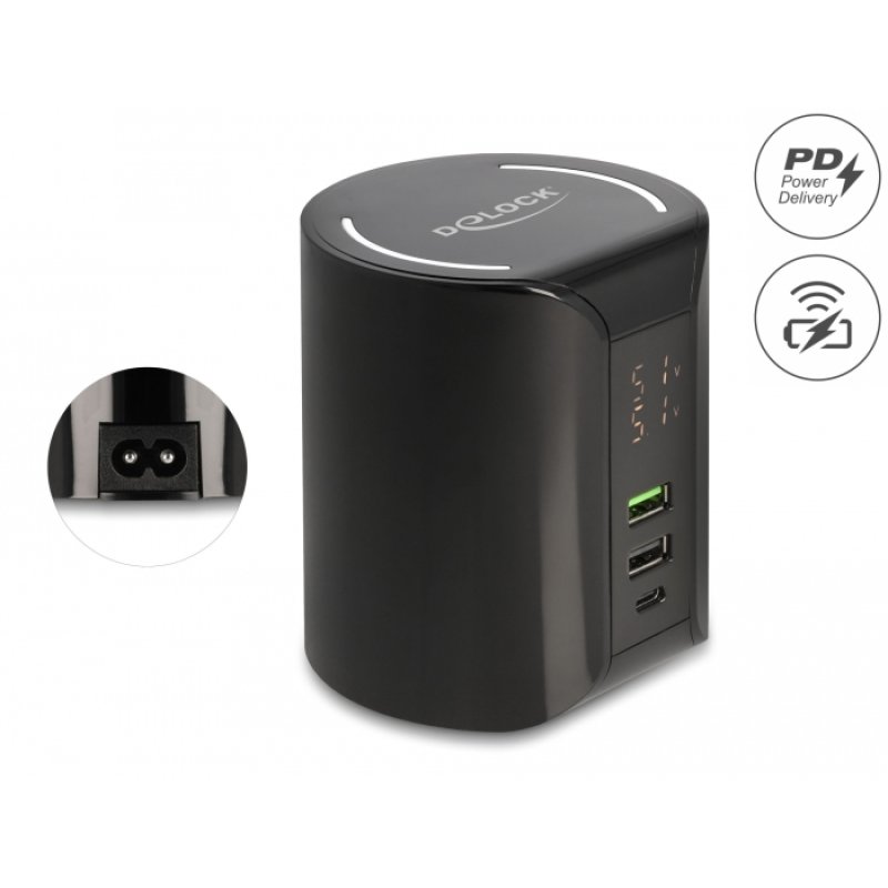 DeLOCK Chargeur USB sans fil, 1 x USB Type-C PD 2 x USB Type-A avec 58 W