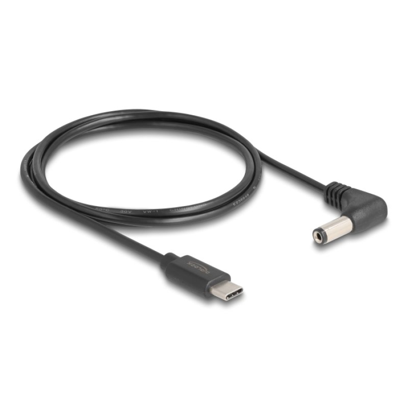 DeLOCK Câble d’alimentation USB Type-C à DC 5,5 x 2,1 mm, mâle, angulé, 1,5 m