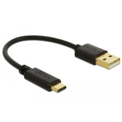 DeLOCK Câble de chargement de Type-A à USB Type-C, 15 cm