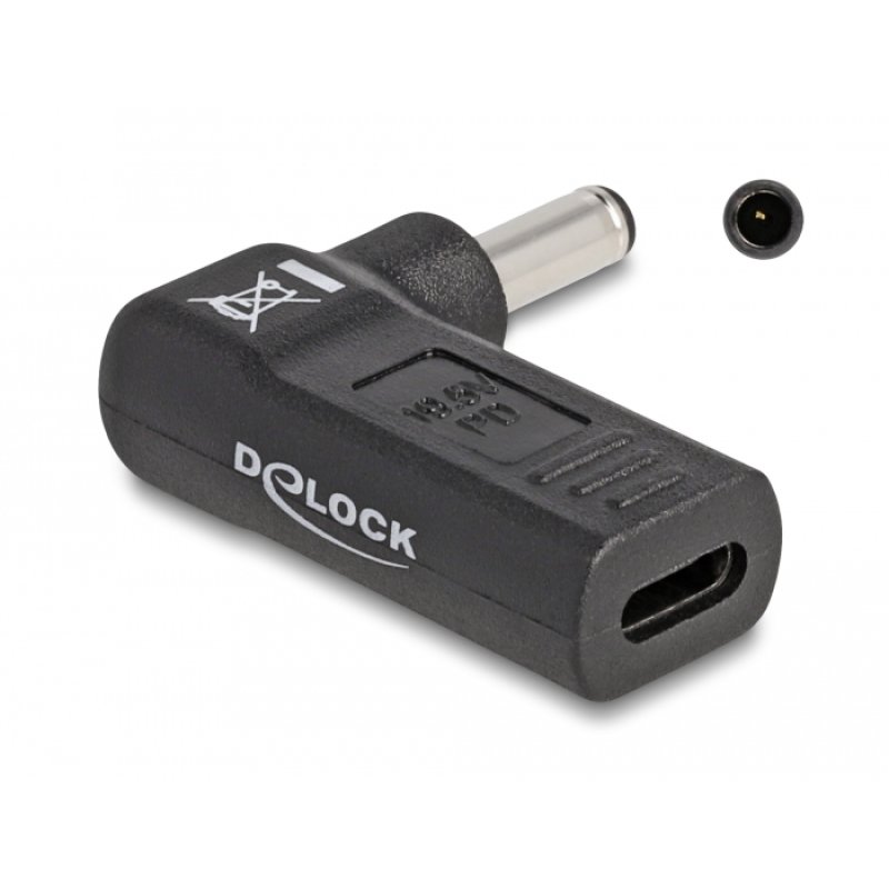 DeLOCK Adapter for Laptop Charging Cable USB Type-C female to Dell 4.5 x 3.0 mm male 90° angled