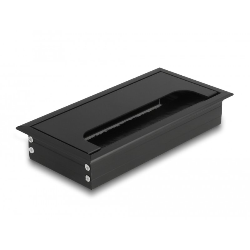 DeLOCK Cable grommet for table mounting with brush 160 x 80 x 28 mm black