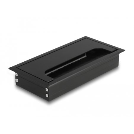 DeLOCK Passe-fil monté sur table avec brosse 160 x 80 x 28 mm, noir